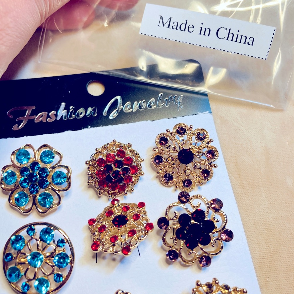 Mini-pins, costume with pave crystals